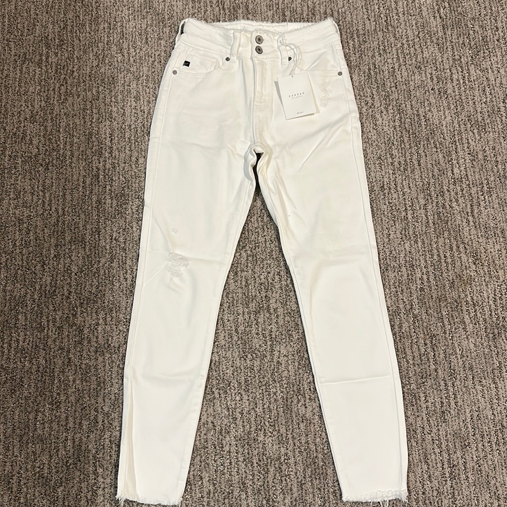KanCan White Hi-Rise Ankle Skinny Jeans